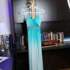 B. Darlin Blue Gradient Prom Dress